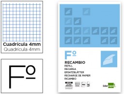 RF02 Recambio Liderpapel Din A-4 100h 60g/m² c/4mm. con margen sin taladros