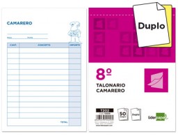 T202 Talonario Liderpapel Camarero 8º 50 juegos duplicado