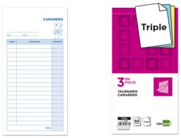 T314 Talonario Liderpapel Camarero 3enFoilo 50 juegos triplicado