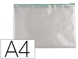 KF18665 Bolsa multiusos Q-Connect A4 malla cremallera verde