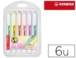 6 marcadores fluorescentes Stabilo Swing Cool colores pastel surtidos