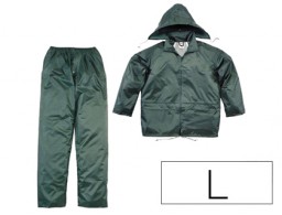 Conjunto de lluvia poliéster/PVC verde talla M
