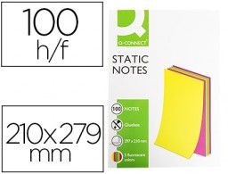 KF14525 Bloc 100 notas magneticas quita y pon Q-Connect 210x297mm. 5 colores fluorescentes