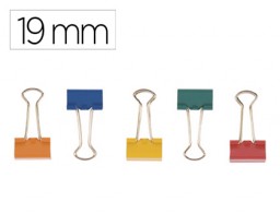 KF03651 10 pinzas metálicas Q-Connect reversibles nº1 19mm. colores surtidos