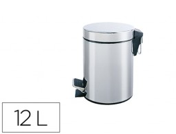 KF11292 Papelera metálica cromada con pedal Q-Connect 12 l.