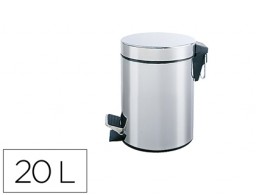 KF11293 Papelera metálica cromada con pedal Q-Connect 20 l.