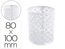 KF11222 Cubilete portalápices Q-Connect metálico redondo blanco