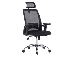 KF19024 Sillón de dirección Q-Connect con cabecero  respaldo alto negro malla negra