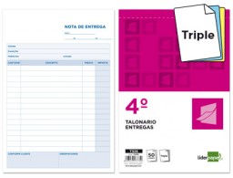 T326 Talonario Liderpapel Entregas 4º natural 50 juegos triplicado
