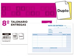 T228 Talonario Liderpapel Entregas 8º apaisado 50 juegos duplicado