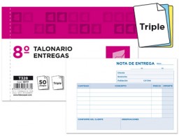 T328 Talonario Liderpapel Entregas 8º apaisado 50 juegos triplicado