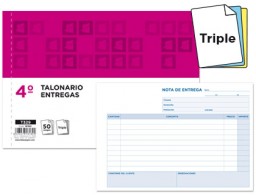 T329 Talonario Liderpapel Entregas 4º apaisado 50 juegos triplicado