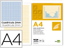 ML97 Bloc dibujo Liderpapel A4 encolado 50h 80g/m² milimetrado