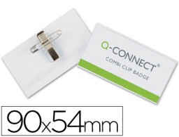 KF01567 Identificador Q-Connect 90x54 mm..PVC con pinza e imperdible