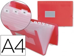 FU11 Carpeta clasificadora 13 departamentos Liderpapel A4 polipropileno rojo translúcido