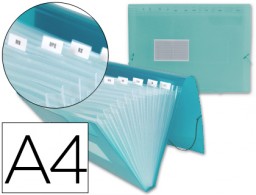 FU13 Carpeta clasificadora 13 departamentos Liderpapel A4 polipropileno verde translúcido