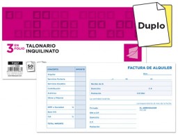T207 Talonario Liderpapel Inquilinato 3enFolio apaisado 50 juegos duplicado con condiciones e IVA