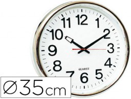 KF15591 Reloj de pared Q-Connect marco cromado 34 cm.