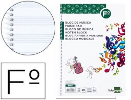 BM01 Bloc música Liderpapel pentagrama 3mm. Fº 20 hojas 100g/m²