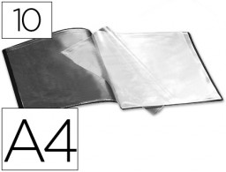 CJ04 Carpeta con 10 fundas Liderpapel A4 polipropileno negro