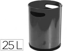 Papelera metálica negra con asas 16 l.