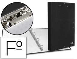 CA09 Carpeta de 4 anillas 25 mm. Liderpapel Folio negro con miniclip y solapa