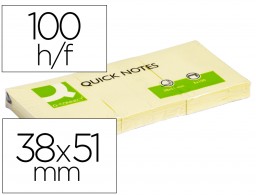 KF10500 Bloc 100 notas adhesivas quita y pon Q-Connect 38x51mm. Amarillas