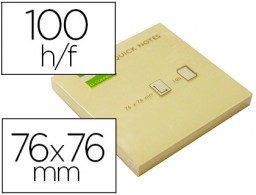 KF10502 Bloc 100 notas adhesivas quita y pon Q-Connect 76x76mm. Amarillas