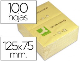 KF10503 Bloc 100 notas adhesivas quita y pon Q-Connect 76x127mm. Amarillas