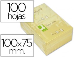 KF01410 Bloc 100 notas adhesivas quita y pon Q-Connect 76x102mm. Amarillas