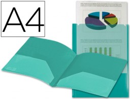 KG03 Carpeta dossier 2 bolsillos Liderpapel A4 polipropileno verde transparente