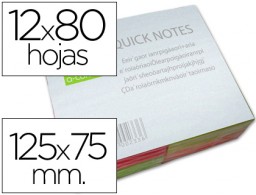 KF01350 3x4 blocs 100 notas adhesivas quita y pon Q-Connect 76x127mm. Amarillo naranja verde rojo fluorescente