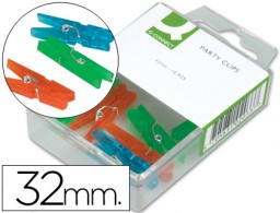KF02033 10 pinzas Q-Connect fantasía 32mm. colores surtidos
