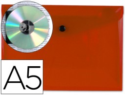 DS18 Carpeta sobre con broche Liderpapel A5 polipropileno rojo transparente