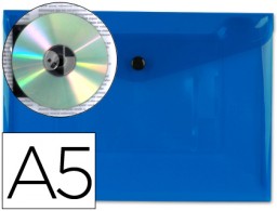 DS19 Carpeta sobre con broche Liderpapel A5 polipropileno azul transparente