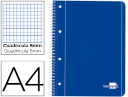 BE03 Cuaderno espiral Liderpapel serie azul A4 micro tapa blanda 80h 80g/m² c/5mm. 4 taladros azul