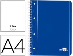 BE14 Cuaderno espiral Liderpapel serie azul A4 micro tapa blanda 80h 80g/m² liso 4 taladros azul