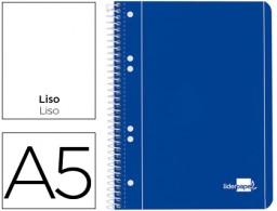BJ05 Cuaderno espiral Liderpapel serie azul A5 micro tapa blanda 80h 80g/m² liso 6 taladros azul