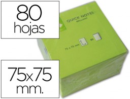 KF10515 Bloc 80 notas adhesivas quita y pon Q-Connect 76x76mm. verde neón
