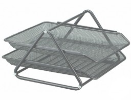 KF00844 2 bandejas sobremesa metálicas Q-Connect rejilla plata