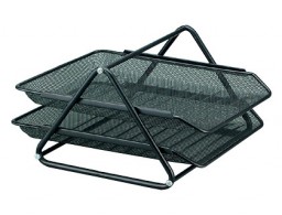 KF00860 2 bandejas sobremesa metálicas Q-Connect rejilla negra