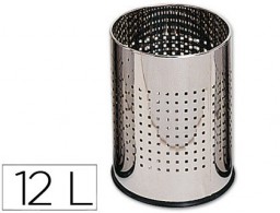 KF15147 Papelera Q-Connect cromada metal perforado 12 l.