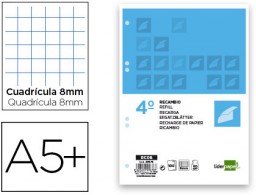 RC08 Recambio Liderpapel 4º 100h 60g/m² c/8mm. con margen 6 taladros