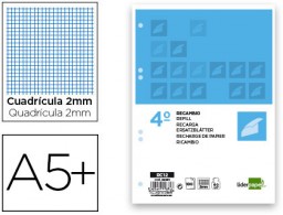 RC12 Recambio Liderpapel 4º 100h 60g/m² milimetrado 6 taladros