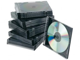 KF02210 25 cajas Q-Connect Slim Case para CD/DVD  con interior negro