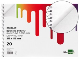 DE03 Bloc dibujo escolar Liderpapel espiral 155x215mm. 20h 90g/m² sin recuadro