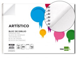 DA07 Bloc dibujo Liderpapel Artístico espiral 230x325mm. 20 hojas 130g/m² perforadas sin recuadro