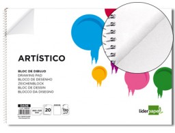 DA06 Bloc dibujo Liderpapel Artístico espiral 460x325mm. 20 hojas perforadas 130g/m² sin recuadro
