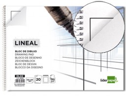 DL02 Bloc dibujo Liderpapel lineal espiral 230x325mm 20 hojas 130g/m² perforadas con recuadro