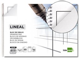 DL03 Bloc dibujo Liderpapel Lineal espiral 230x325mm. 20 hojas 130g/m² perforadas con recuadro 2 taladros